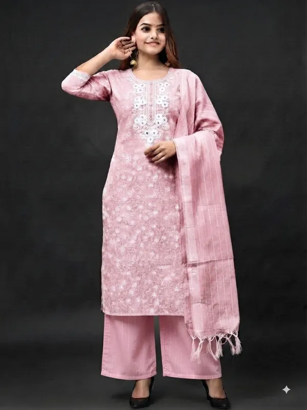 Women's_Embroidered_Pink_Cotton_Stitched_Office_Kurta_Pajama_and_Dupatta_Set