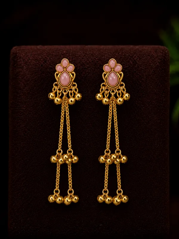 Gold_Tone_Pink_Stone_Long_Dangler_Earrings_for_Women