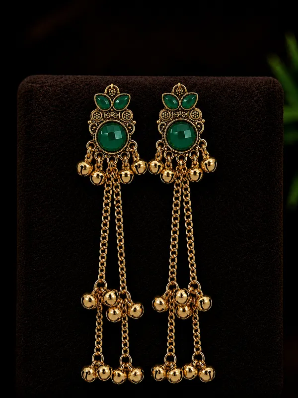 Green_Gold_Tone_Long_Dangle_Earrings_for_Women
