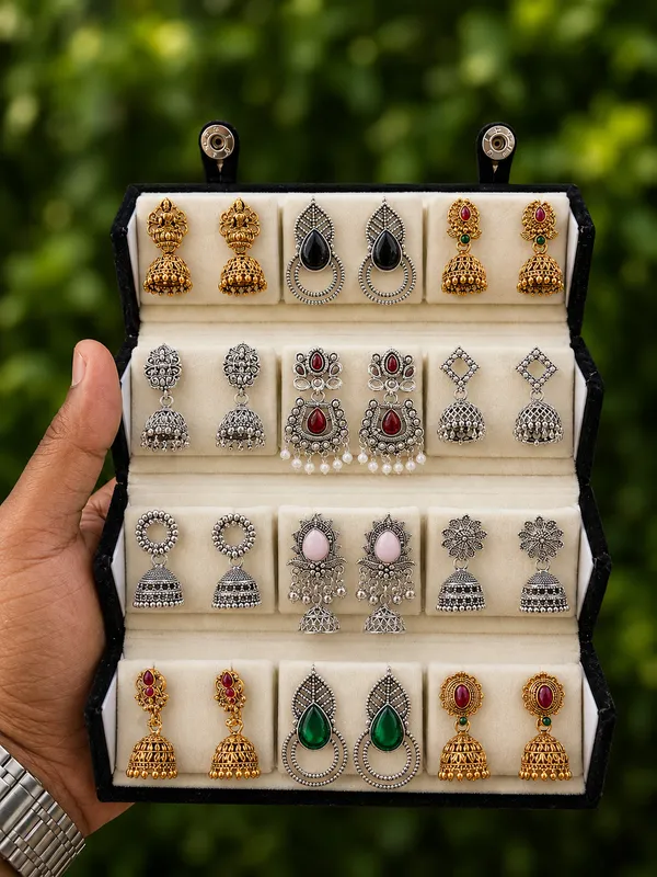 Multicolour_Statement_Jhumka_Earrings_Set_for_Women