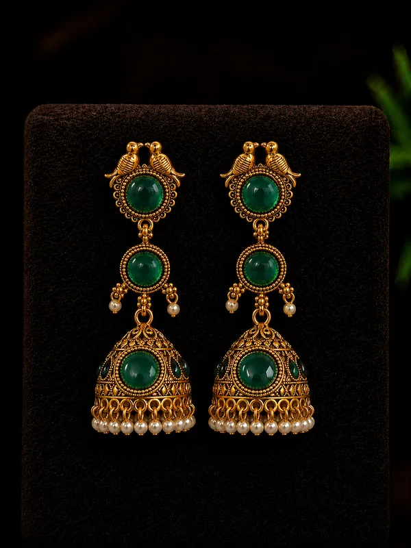 Green_Gold_Tone_Jhumka_Earrings_for_Women