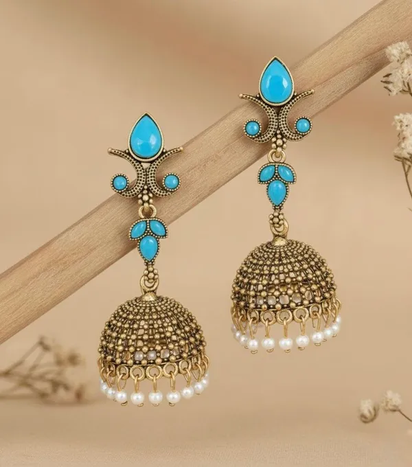 Gold_Tone_Turquoise_Jhumka_Earrings_for_Women