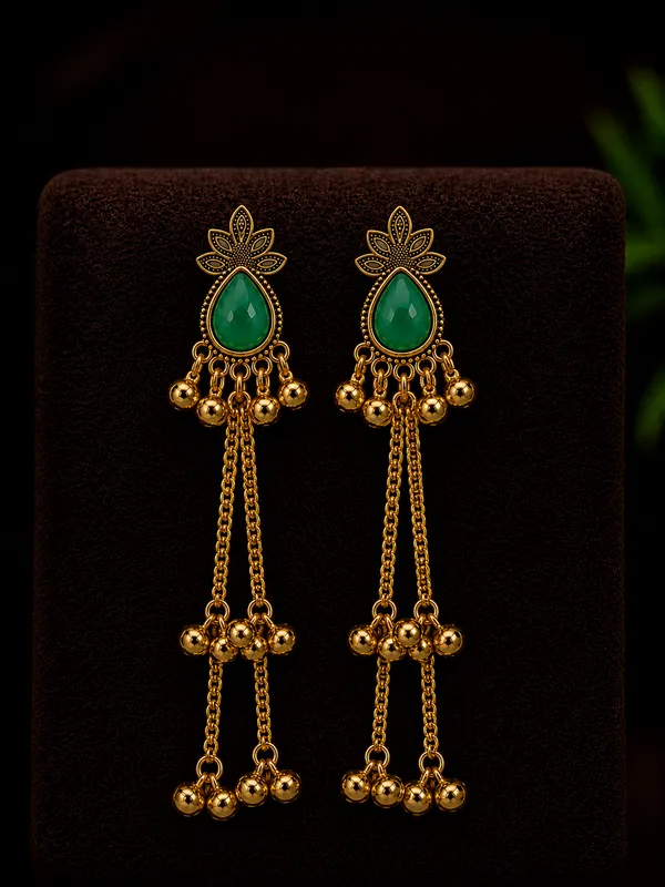 Green_Gold_Tone_Long_Dangle_Earrings_for_Women