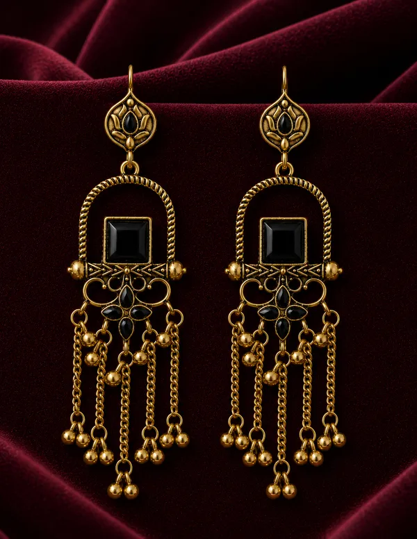 Gold_Tone_Black_Stone_Drop_Earrings_for_Women