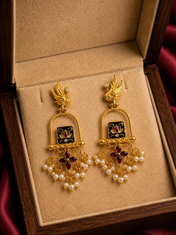 Gold_Tone_Peacock_Chandelier_Earrings_for_Women