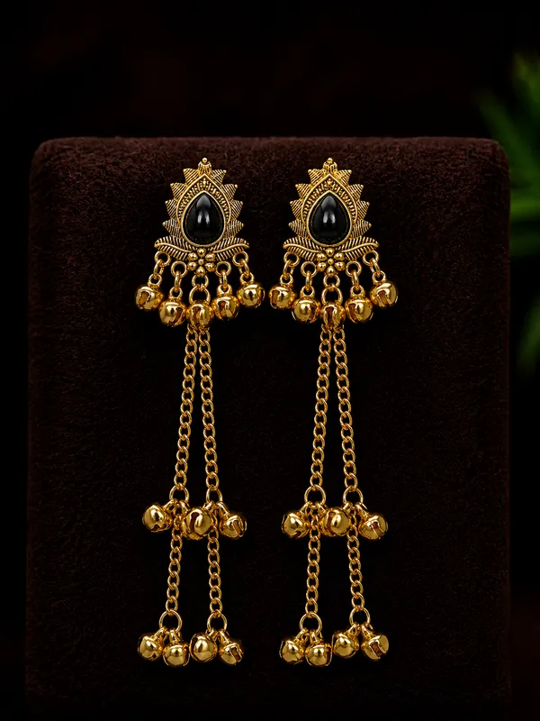 Gold_Tone_Black_Stone_Long_Dangle_Earrings_for_Women