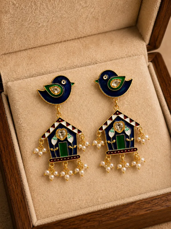 Blue_Enamel_Peacock_Drop_Earrings_for_Women