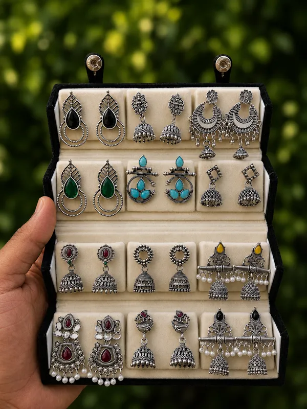 Oxidized_Silver_Tone_Multidesign_Earrings_Set_for_Women