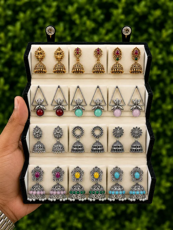 Multicolour_Jhumka_And_Drop_Earrings_Set_for_Women