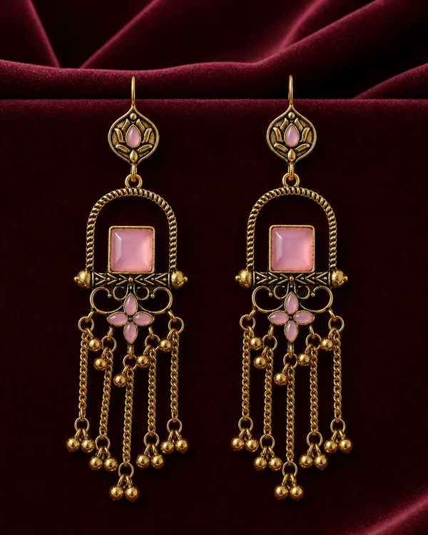Gold_Tone_Pink_Stone_Chandelier_Earrings_for_Women