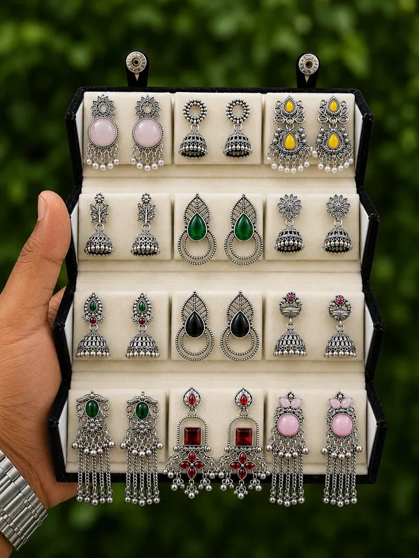 Silver_Oxidized_Jhumka_Earrings_Set_for_Women