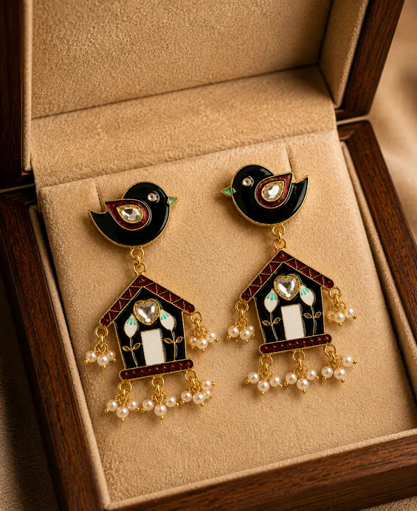 Black_Gold_Tone_Temple_Inspired_Earrings_for_Women