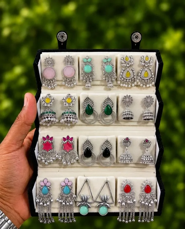 Multicolour_Oxidised_Silver_Tone_Earrings_Set_for_Women