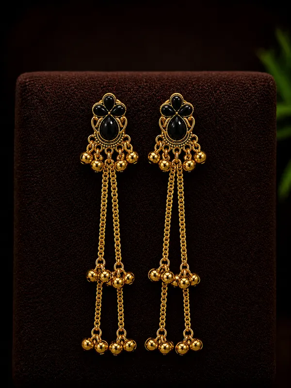 Black_Gold_Tone_Chandelier_Earrings_for_Women