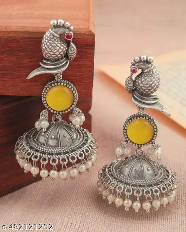 Oxidized_Silver-Tone_Peacock_Jhumka_Earrings_for_Women