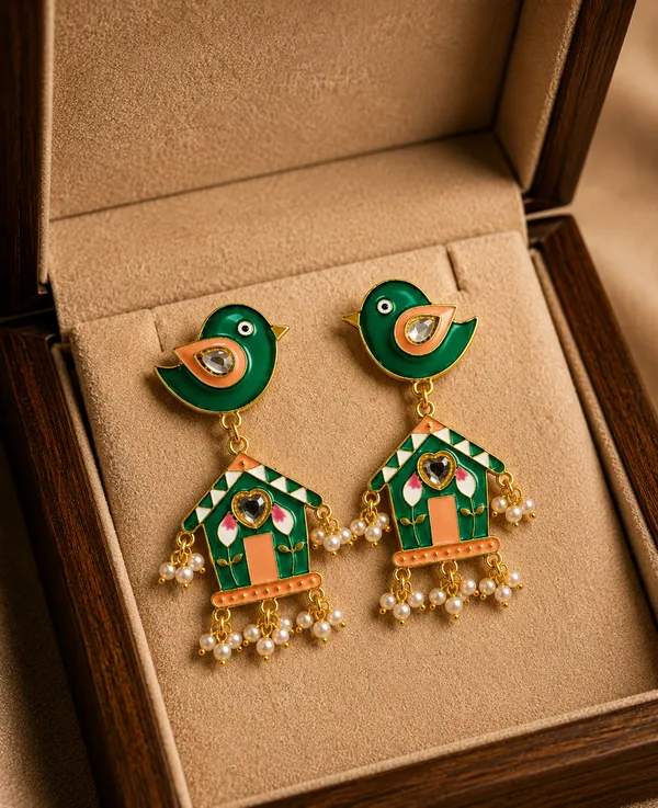 Green_Enamel_Peacock_Dangler_Earrings_for_Women