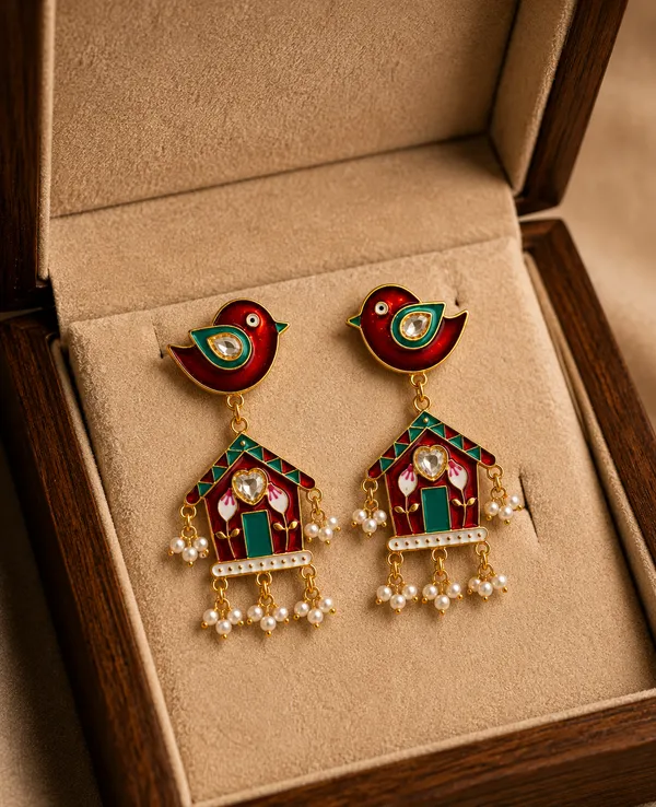 Gold_Tone_Enamel_Bird_Drop_Earrings_for_Women