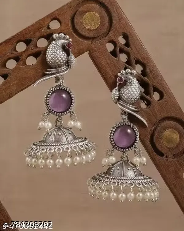 Silver_Oxidized_Peacock_Jhumka_Earrings_for_Women