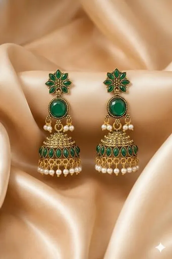 Green_Gold_Tone_Jhumka_Earrings_for_Women
