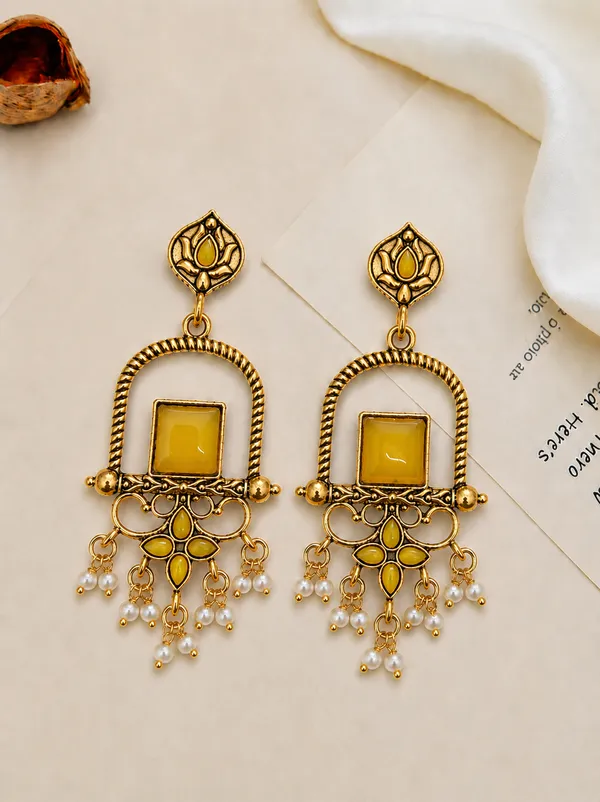 Gold_Tone_Yellow_Stone_Drop_Earrings_for_Women