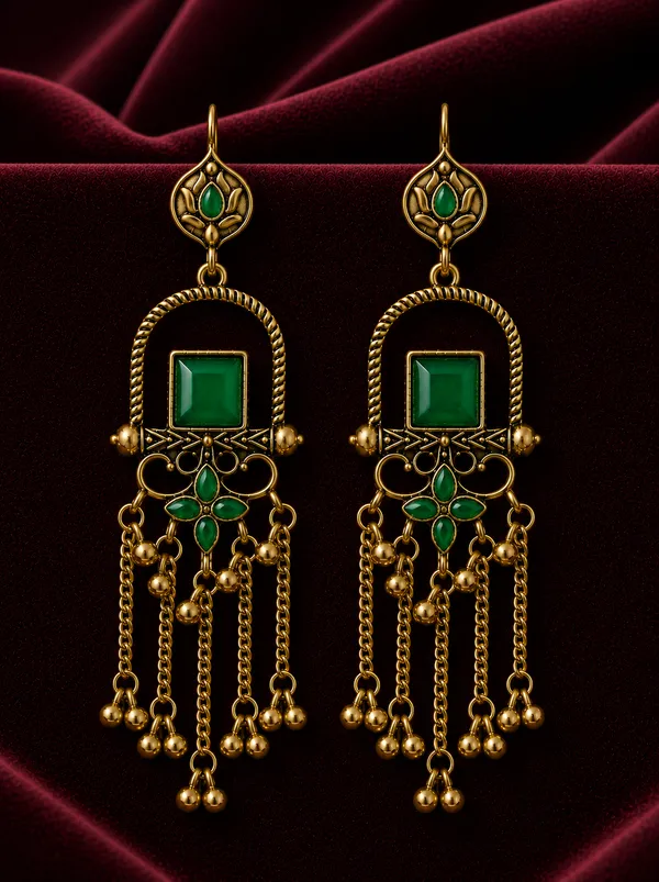 Gold_Tone_Green_Stone_Chandelier_Earrings_for_Women