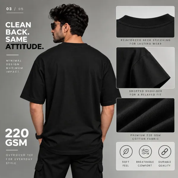 Oversize_Black_&_White_Cotton_T-_shirt_For_Men_|_Loop_(White_Colour)_|_220_GSM