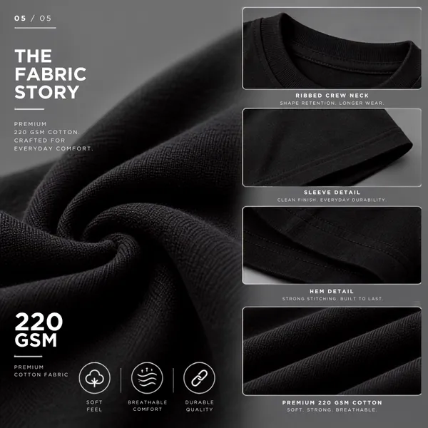 Oversize_Black_&_White_Cotton_T-_shirt_For_Men_|_Loop_(White_Colour)_|_220_GSM