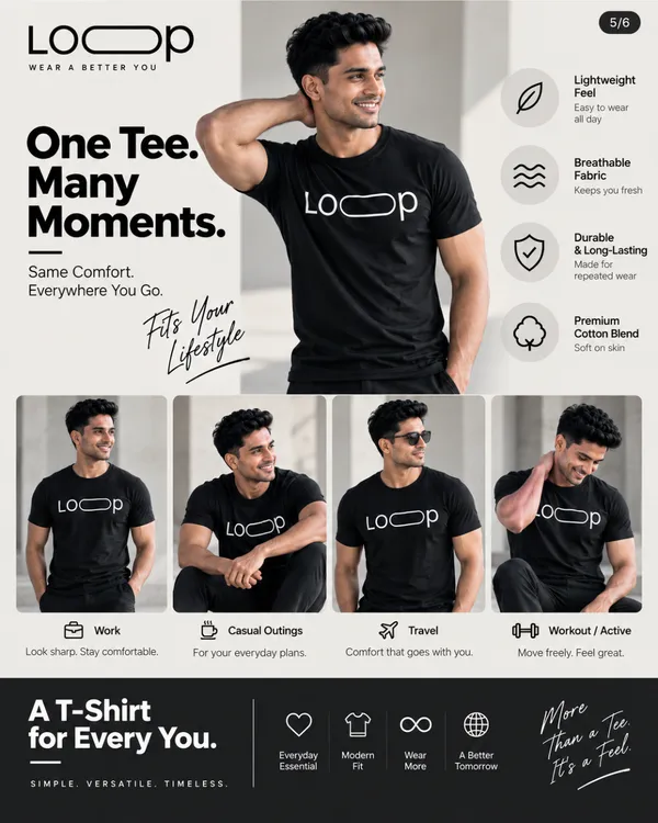 Regular_Fit_Black_Cotton_T-_shirt_For_Men_|_Loop_(White_Colour)