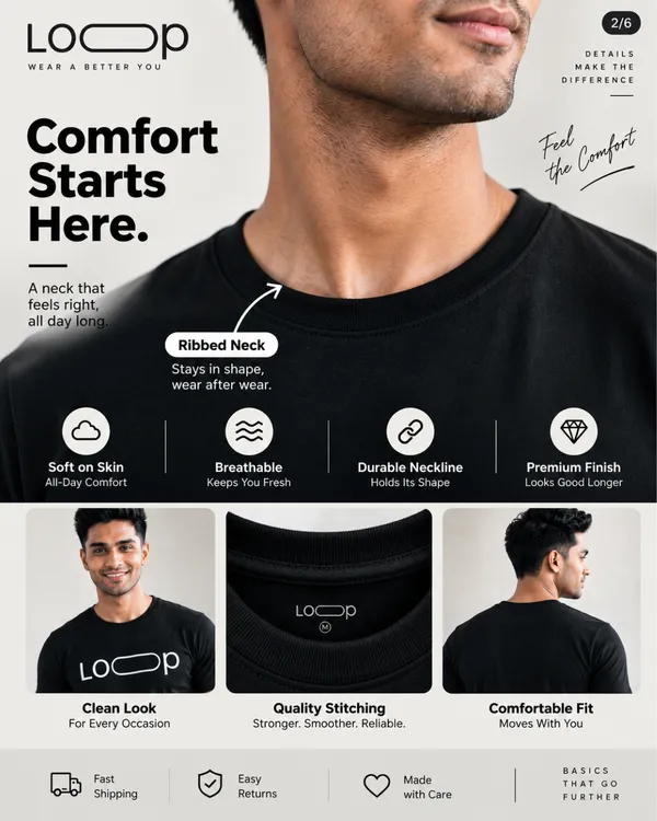 Regular_Fit_Black_Cotton_T-_shirt_For_Men_|_Loop_(White_Colour)