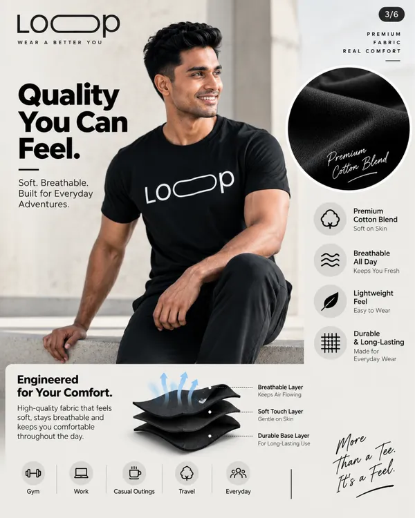 Regular_Fit_Black_Cotton_T-_shirt_For_Men_|_Loop_(White_Colour)