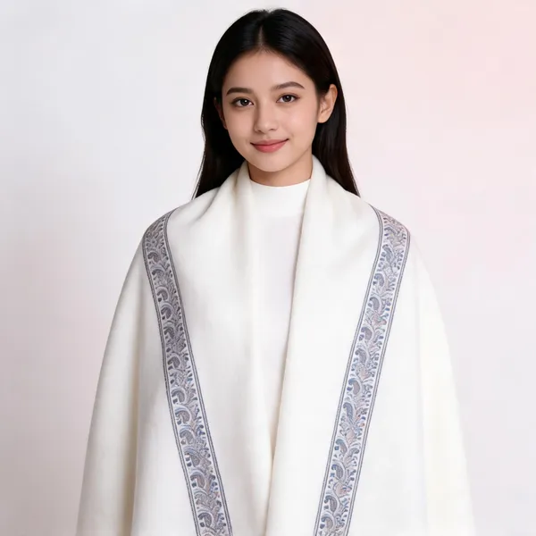 White_Woolen_Border_Novelty_Shawl_For_Unisex