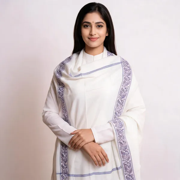 White_Woolen_Border_Shawl_For_Unisex