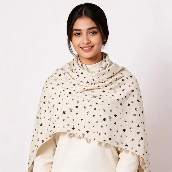 Cream_Cotton_Floral_Print_Shawl_For_Women