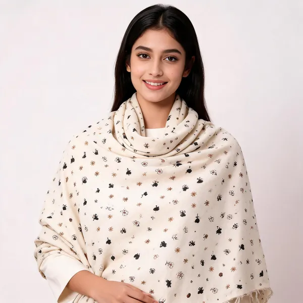 Cream_Cotton_Floral_Print_Shawl_For_Women