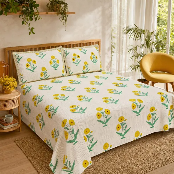 Sunehri_Marigold_Cotton_Bedsheet_100%_Cotton_King-Size_with_2_Pillow_Covers
