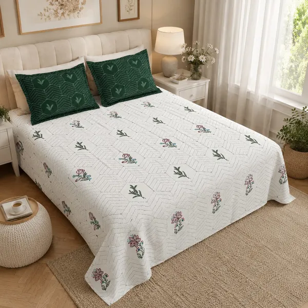 Emerald_Mist_Premium_100%_Cotton_King_Size_Bedsheet_with_2_Pillow_Covers
