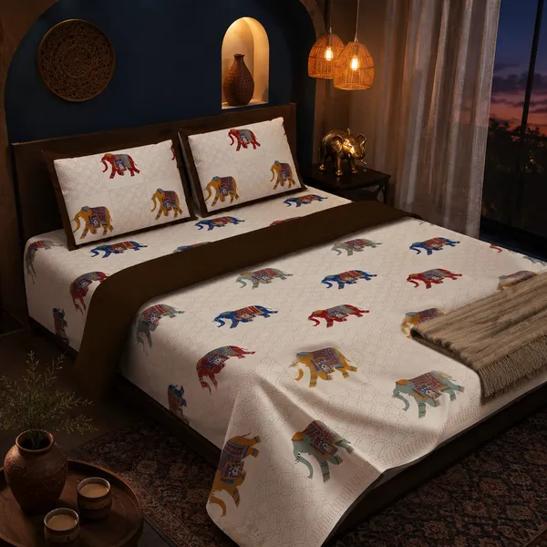 Rangila_Gajraj_100%_Cotton_King-Size_Bedsheet_with_2_Pillow_Covers
