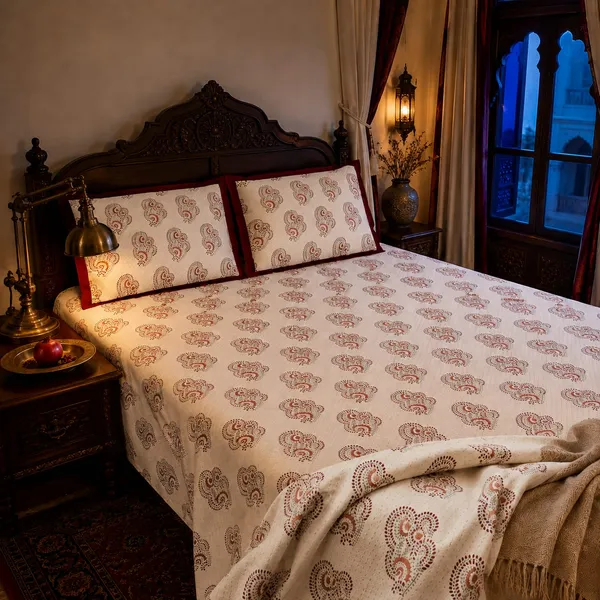 Maroon_Paisley_100%_Cotton_King-Size_Bedsheet_with_2_Pillow_Covers