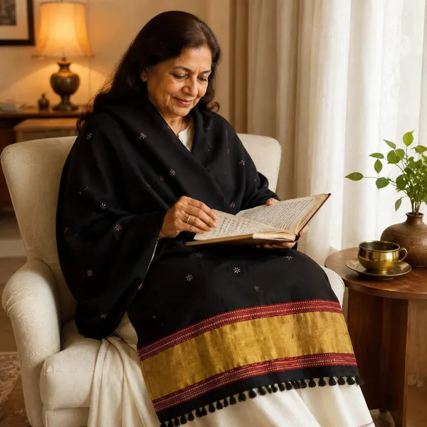 Black_Kutchi_Jaripatta_Woollen_Shawl