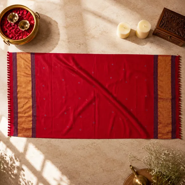 Chilly_Red_Kutchi_Jaripatta_Woollen_Shawl