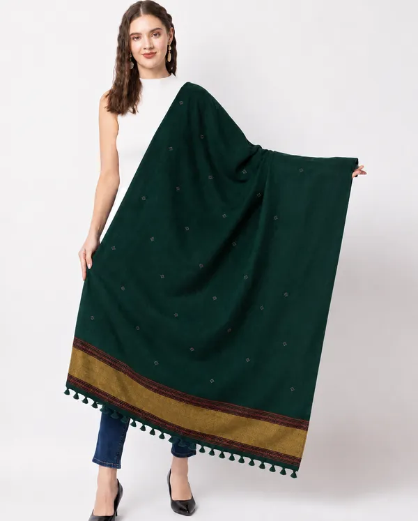 Emerald_Kutchi_Jaripatta_Woollen_Shawl
