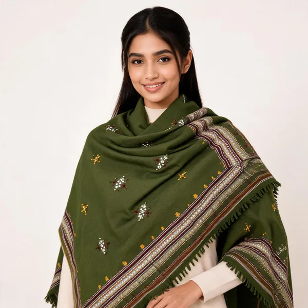 Olive_Green_Woolen_Embroidered_Shawl_For_Women