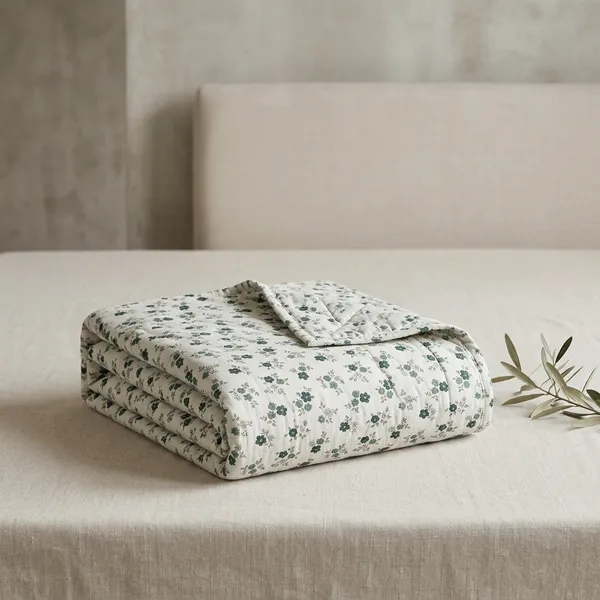 Cotton_Floral_Print_White_Single_Bed_Dohar
