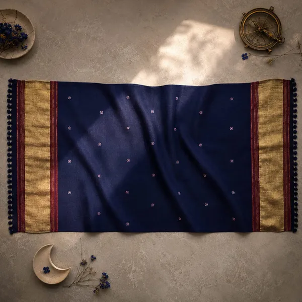 Royal_Blue_Kutchi_Jaripatta_Woollen_Shawl