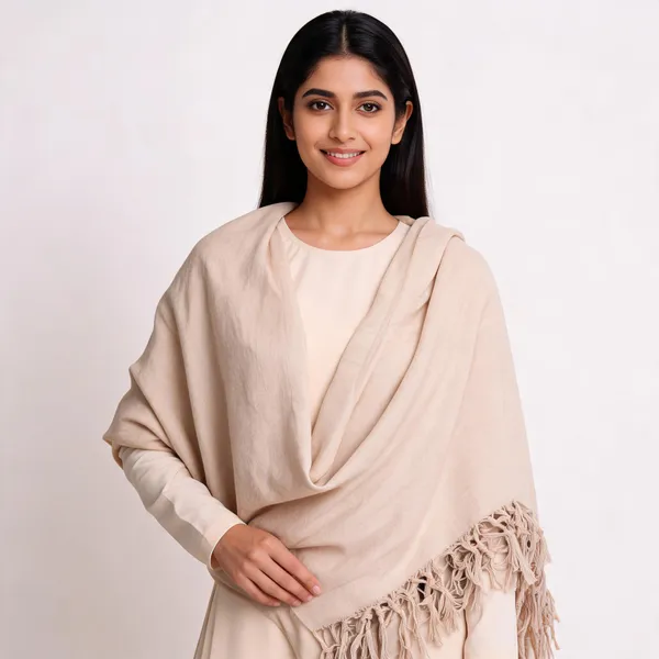 Beige_Cotton_Fringed_Shawl_For_Women