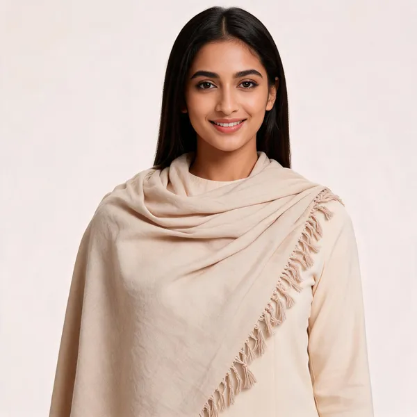 Beige_Cotton_Fringed_Shawl_For_Women