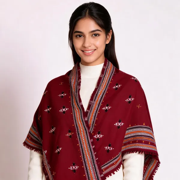Maroon_Woolen_Geometric_Shawl_For_Women
