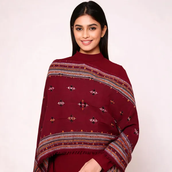 Maroon_Woolen_Geometric_Shawl_For_Women