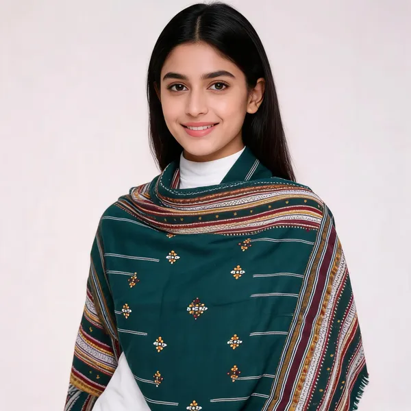 Green_Woolen_Geometric_Shawl_For_Women