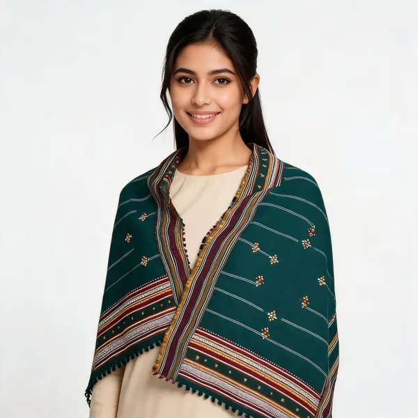 Green_Woolen_Geometric_Shawl_For_Women